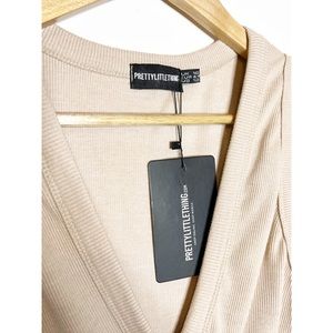 Thick Rib Cup Detail Button Midi Dress 